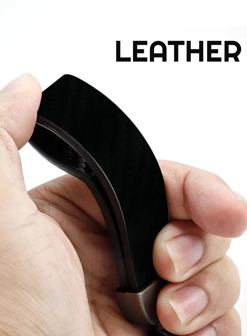 Honda Durable and Stylish Premium Leather Strap Car Keychain with Retractable Metal Clip and Metal Ring - HONDA - Black - Image 4