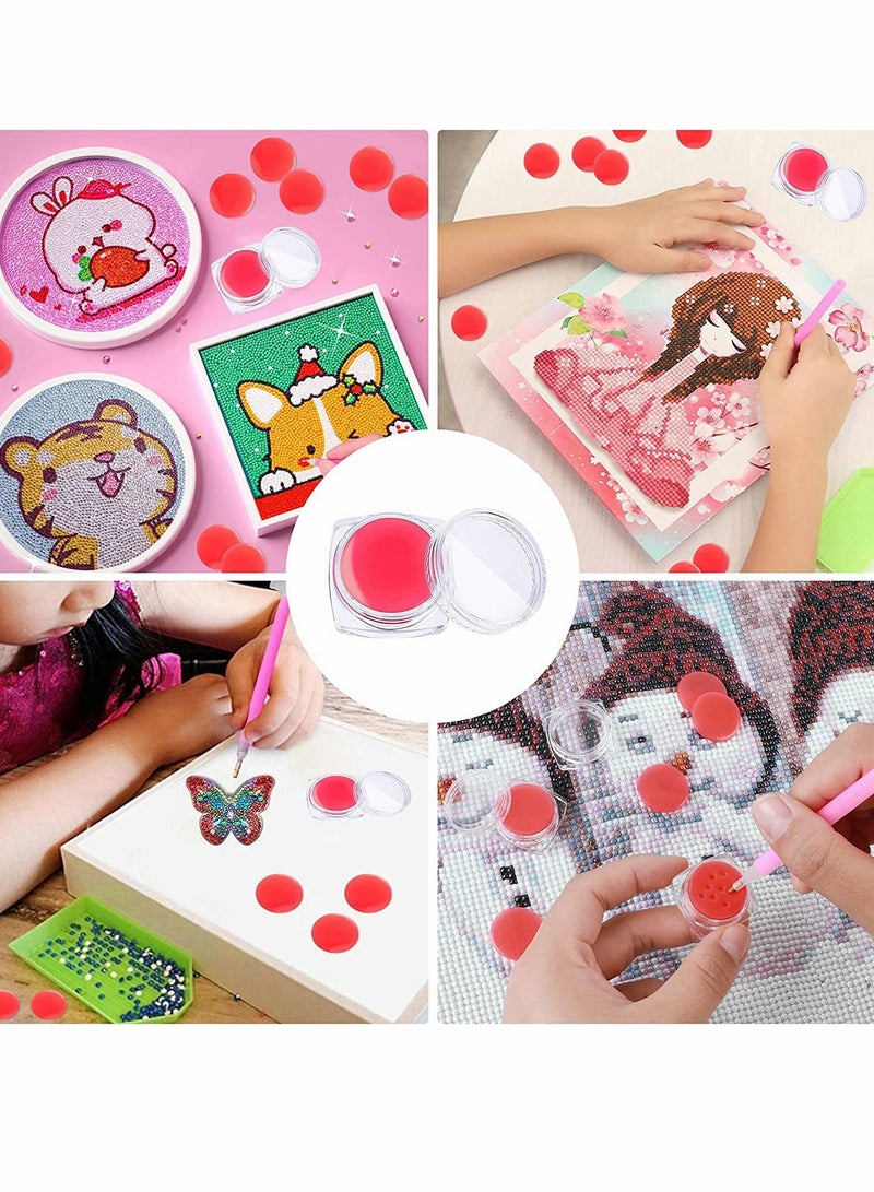 Excefore Diamond Art Painting Wax Storage Box Full of Red Glue Clay, DIY Diamond Art Wax Holder Case with Glue Clay for Diamond Painting Embroidery Accessories (Square - 15 Pcs) - Image 5