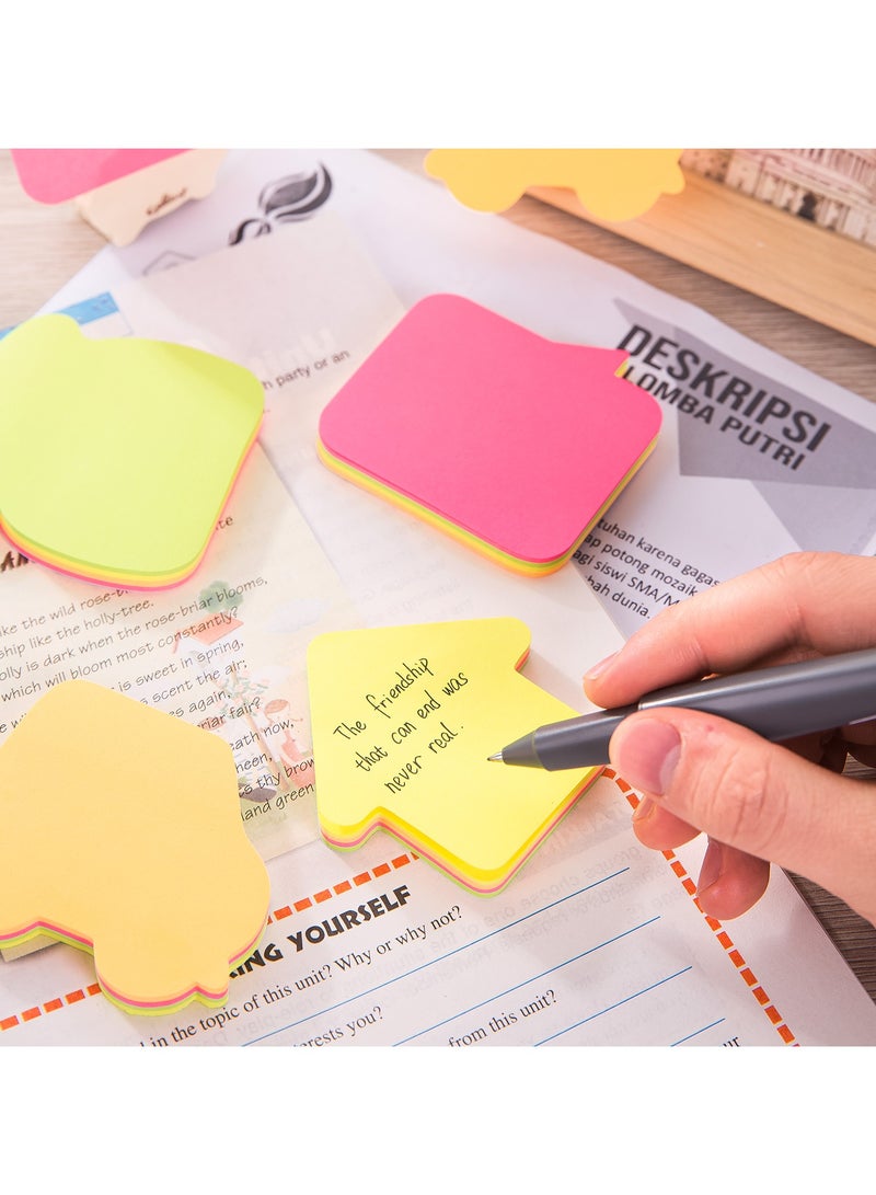 Deli EA03102 STICK UP Unique Shape Sticky Notes 4 pieces, 70gsm Paper, 76×76mm, Yellow, Orange, Pink, Green, 80 Sheets (20 Sheets Each), Neon, Repositionable Assorted - Image 3