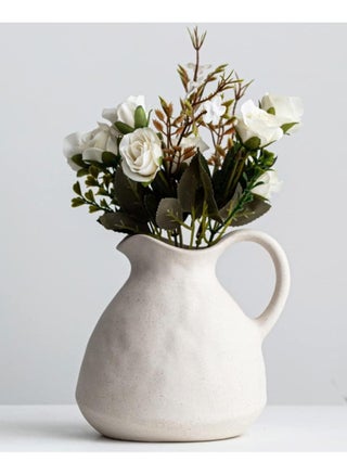 Ceramic White Vase  A Rustic Matte White Pitcher Vase with Handle. - pzsku/Z72D5DBD01FA3489FA6F9Z/45/_/1710408243/40430408-e351-41e9-9110-f4090fcd23d7