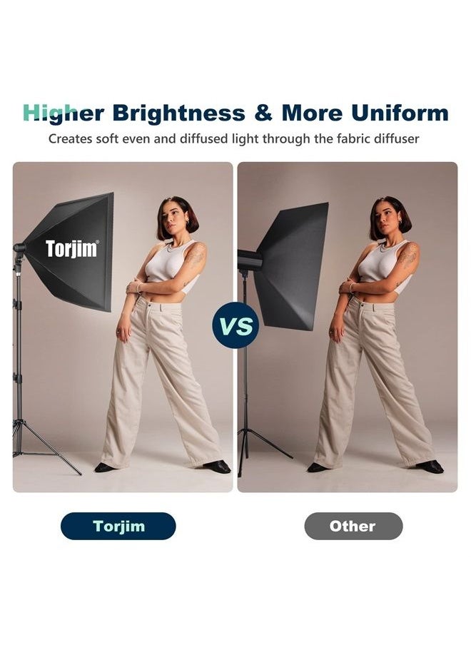 Torjim - Softbox Photography Lighting Kit, Professional Photo Studio Lighting with 2x27x27in Soft Box | 2X 85W 3000-7500K E26 LED Bulb,Continuous Lighting Kit for Video Recording, Portraits Shooting - Image 1