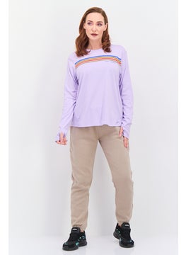 Brooks Women Sportswear Fit Long Sleeve Training T-Shirt, Lavender Combo  - Image 2