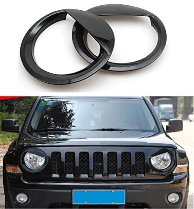 إكسسوارات جيب إطارات مصابيح أمامية غطاء تريم بأسلوب الطائر الغاضب متوافق مع جيب باتريوت 2011-2017 موديل تعديلات ديكور أسود