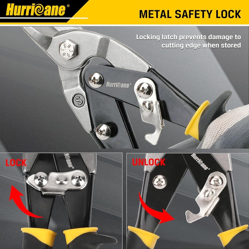 Hurricane 10 Inch Aviation Tin Snips, Straight Cut Shears for Sheet Metal, Aluminum, Gutter & DIY Projects, Regular Straight Cutting Sheet Metal Cutter - Image 3