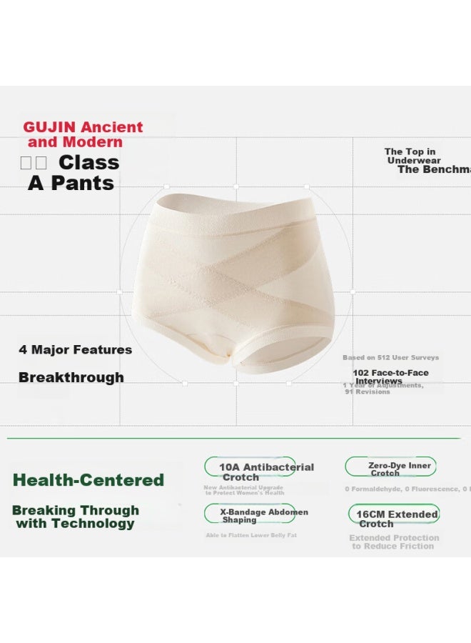 Gujin High-waist Women's Cross-tummy Control Modal Seamless Underwear 10a Mulberry Silk Antibacterial Crotch 3-pack - Image 4