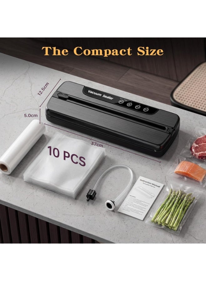 M.A&F's Vacuum Sealer Machine, 5-in-1 Automatic Sealing Food Saver Machine with10Pcs Sealing Bags, Dry & Moist Sealing Modes, Vacuum Sealer with Built-in Cutter for Food Fresh and Storage - Image 4