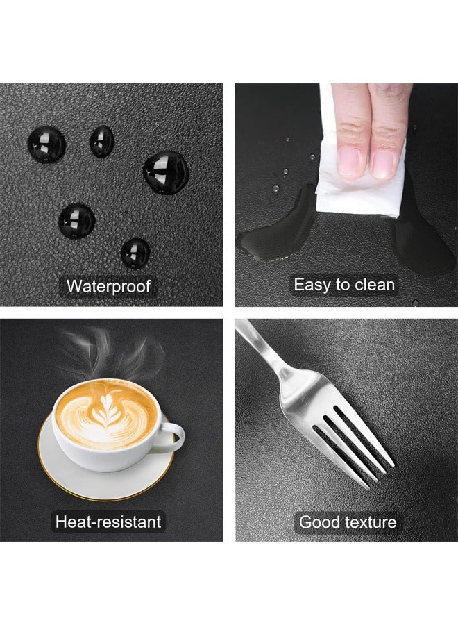 DUNISO 6 Pcs Placemat,Waterproof Wipeable PU Leather Place Mats Indoor, Washable Kitchen Table Mats for Party Home Décor,Black  - Image 3