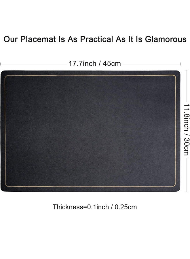 DUNISO 6 Pcs Placemat,Waterproof Wipeable PU Leather Place Mats Indoor, Washable Kitchen Table Mats for Party Home Décor,Black  - Image 4