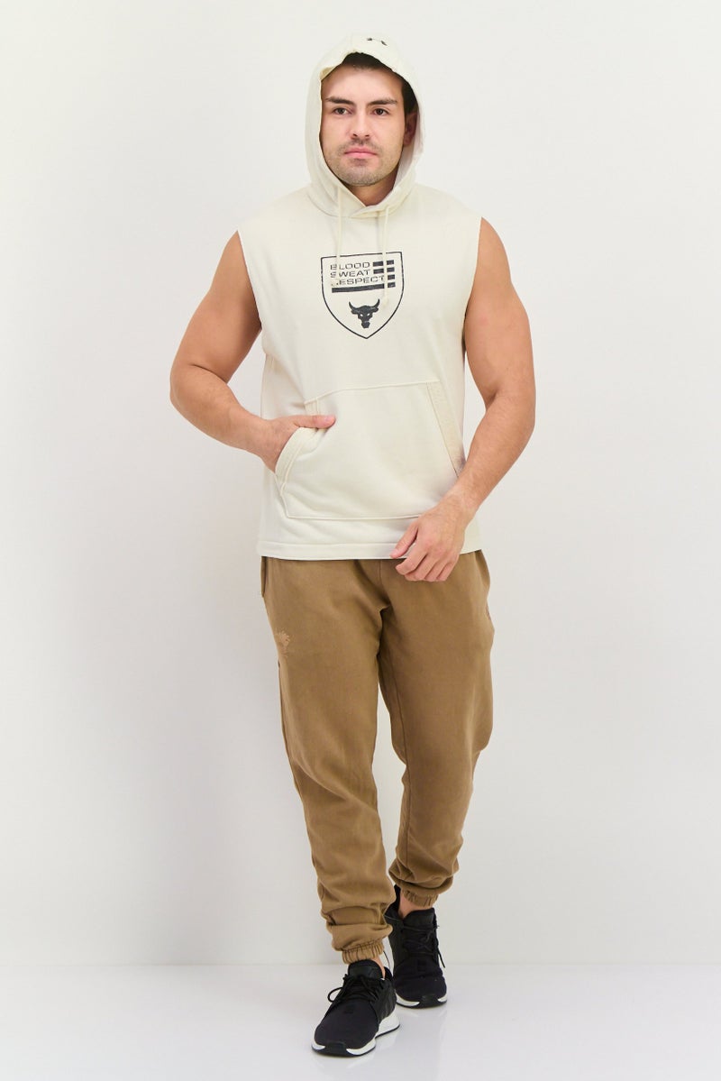 UNDER ARMOUR Men Sportswear Fit Sleeveless Outdoor Hoodie, Off White - Image 4