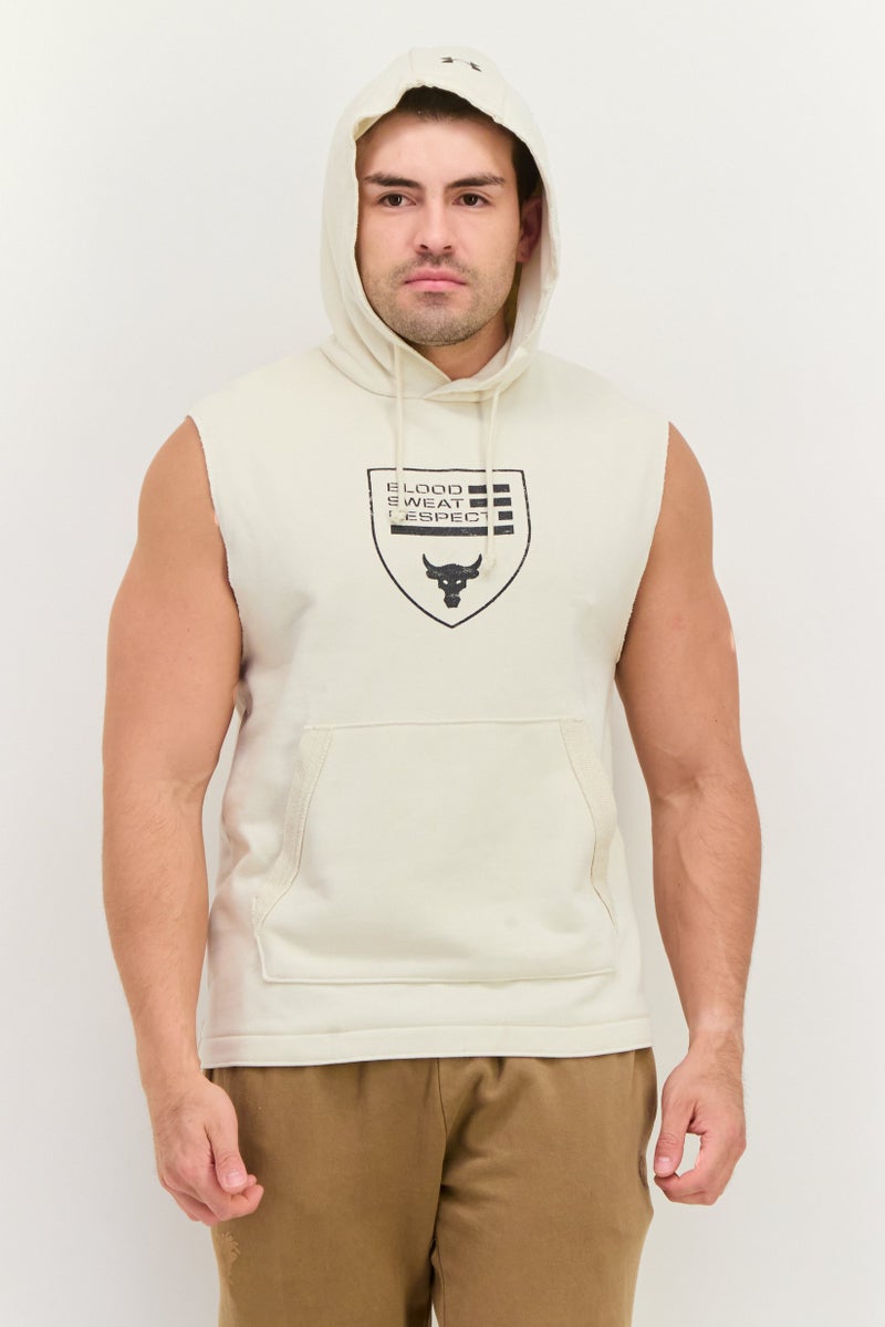 UNDER ARMOUR Men Sportswear Fit Sleeveless Outdoor Hoodie, Off White - Image 1