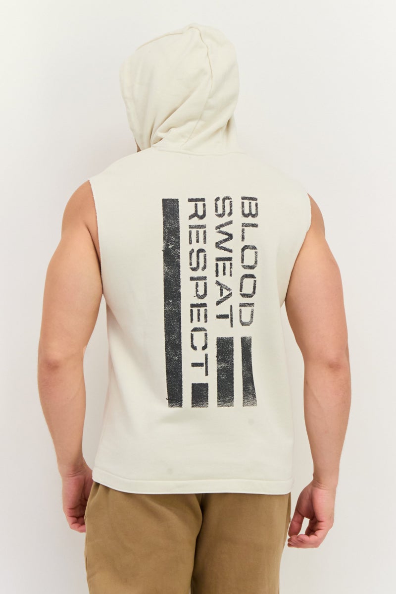 UNDER ARMOUR Men Sportswear Fit Sleeveless Outdoor Hoodie, Off White - Image 3