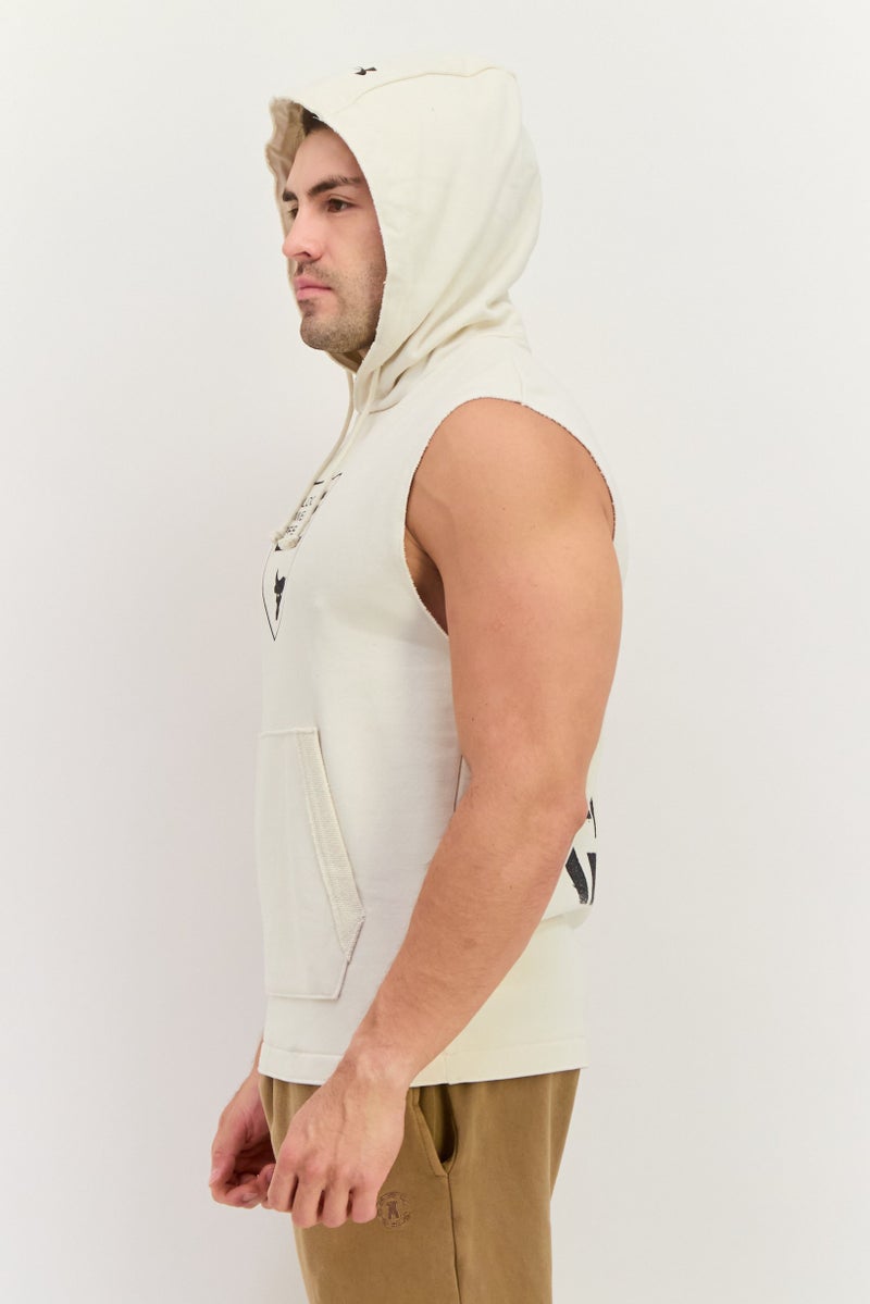 UNDER ARMOUR Men Sportswear Fit Sleeveless Outdoor Hoodie, Off White - Image 2