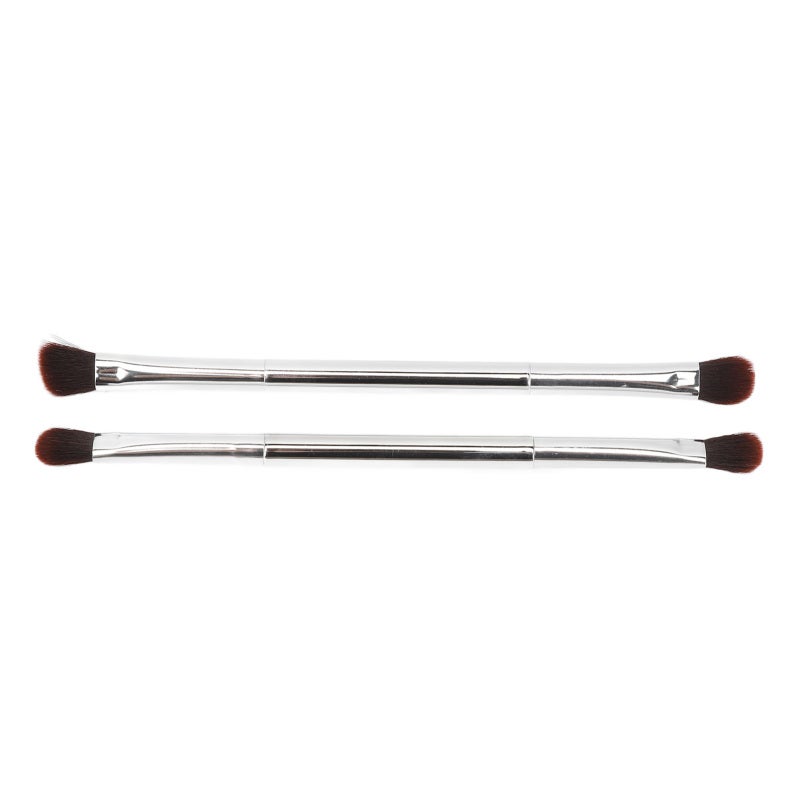 Eyeshadow Brush Set: 2Pcs Double Ended Soft Synthetic Fiber Hair Brushes - Ergonomic Electroplated Handle Eye & Nose Contour Cosmetic Tool for Home Stage Wedding Makeup Artists & Women - Image 1