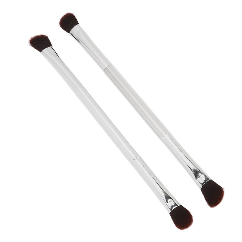 Eyeshadow Brush Set: 2Pcs Double Ended Soft Synthetic Fiber Hair Brushes - Ergonomic Electroplated Handle Eye & Nose Contour Cosmetic Tool for Home Stage Wedding Makeup Artists & Women - Image 5
