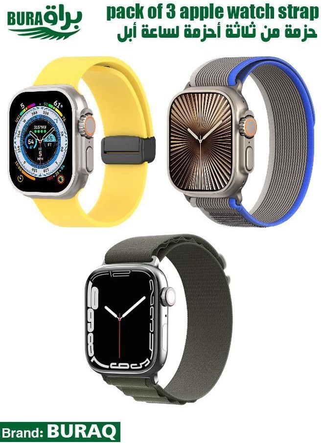 BURAQ - Apple Watch Band Strap For Apple Watch Ultra 2/Ultra 49mm, Series 10 46mm, 9/8/7 45mm, SE2/SE/6/5/4 44mm, 3/2/1 42mm - Image 1