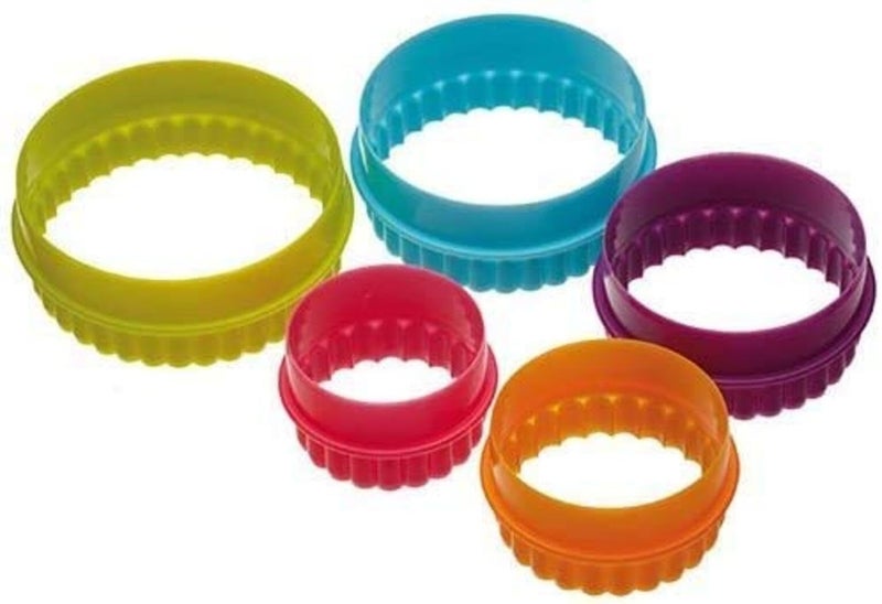 Rinkle Trendz Plastic Round Cookie Cutter Cupcake Cookie Cutter Cake Mold Biscuit Fondant DIY Cake - Set of 5 - Random Color - Image 1