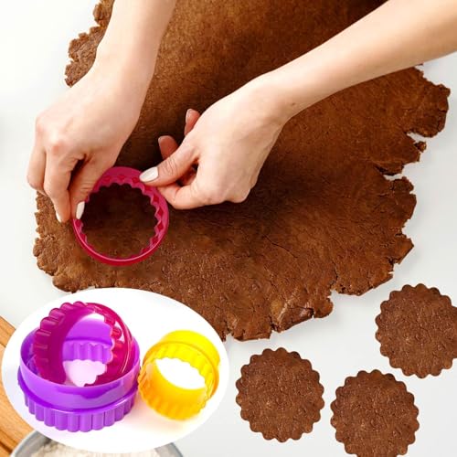 Rinkle Trendz Plastic Round Cookie Cutter Cupcake Cookie Cutter Cake Mold Biscuit Fondant DIY Cake - Set of 5 - Random Color - Image 5
