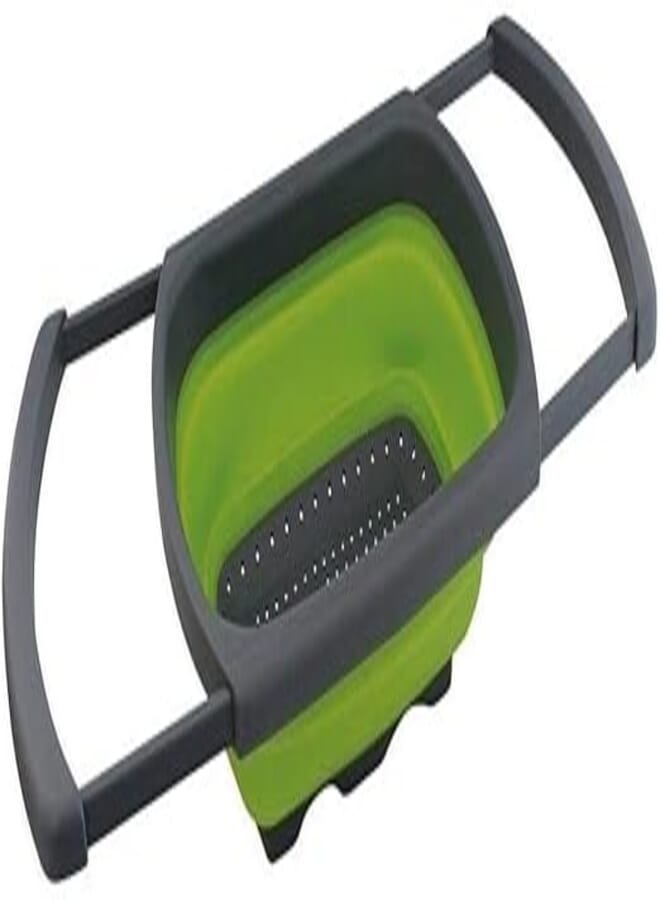 Wilson Collapsible Silicone Colander 3.8 liter - Over the sink Vegetable strainer basket, Extendable handle