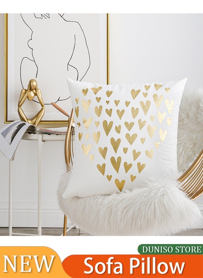 Heart Print Decorative Throw Pillow Cover,Hot stamping backrest simple pillow cover geometric pillowcase headboard cushion home decoration pillow - Image 2