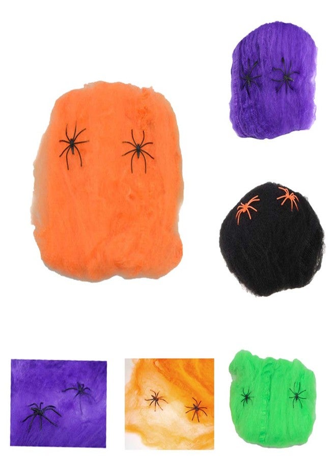 TOYANDONA 5 Sets Halloween Spider Web Stretch Cobweb Spooky Spider Webbing with 2 Fake Spiders for Halloween Decorations - Image 5