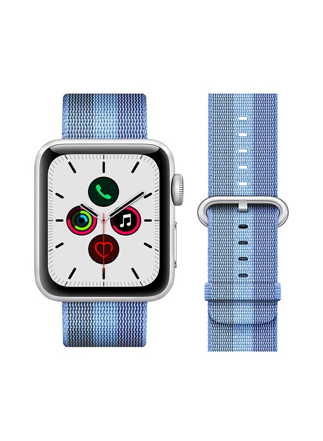 Perfii Round Buckle Nylon Replacement Band For Apple Watch Series 5/4/3/2/1 Blue Stripe - Image 2
