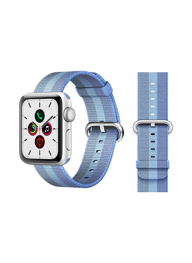 Perfii Round Buckle Nylon Replacement Band For Apple Watch Series 5/4/3/2/1 Blue Stripe - Image 1