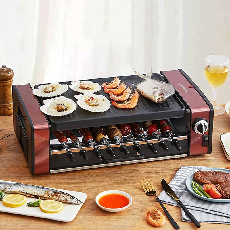 Linjolly Multifunction Electric Barbecue Grill Indoor Smokeless Automatic Rotating 9-pin Skewers Machine,1800 W Power Knob Control - Image 2