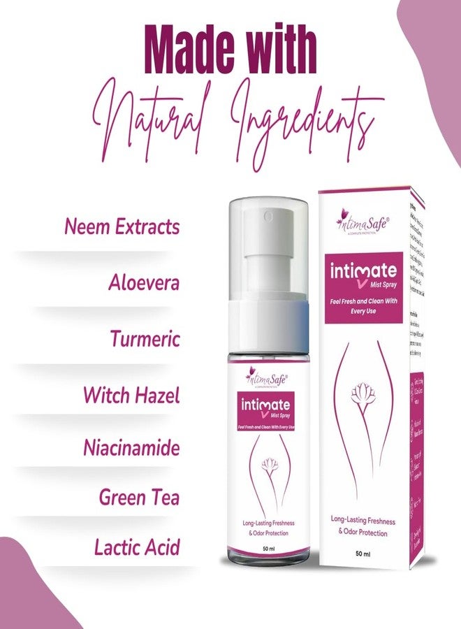 IntimaSafe Intimate Hygiene Spray for Women - Cleansing & Refreshing Spray for Odour Prevention for Private Parts, Maintains Natural pH Level, Protects from UTI, Rashes & Fungal Infections - 50 ML - Image 2