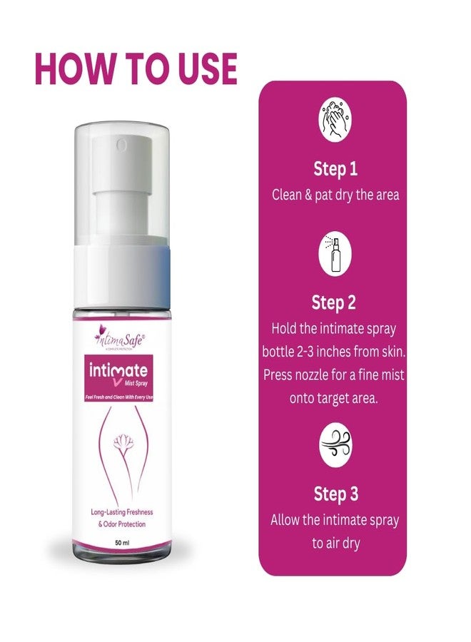 IntimaSafe Intimate Hygiene Spray for Women - Cleansing & Refreshing Spray for Odour Prevention for Private Parts, Maintains Natural pH Level, Protects from UTI, Rashes & Fungal Infections - 50 ML - Image 4