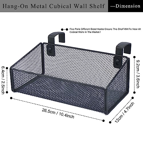 JDYOOMI Hanging Floating Shelves - Metal Mesh Cubicle Storage Organizer with 5 Plastic Hangers (Black) - Image 2