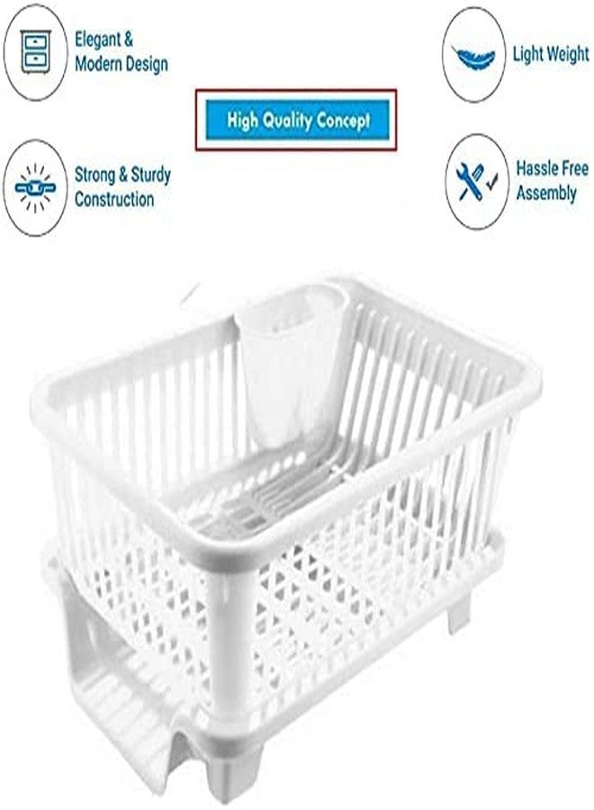 PRETOX Multipurpose 3 in 1 Large Sink Set Dish Rack Drainer with Tray Large Size, Drying Rack Washing Basket with Tray for Kitchen, Dish Rack Organizers (Blue) - Image 3