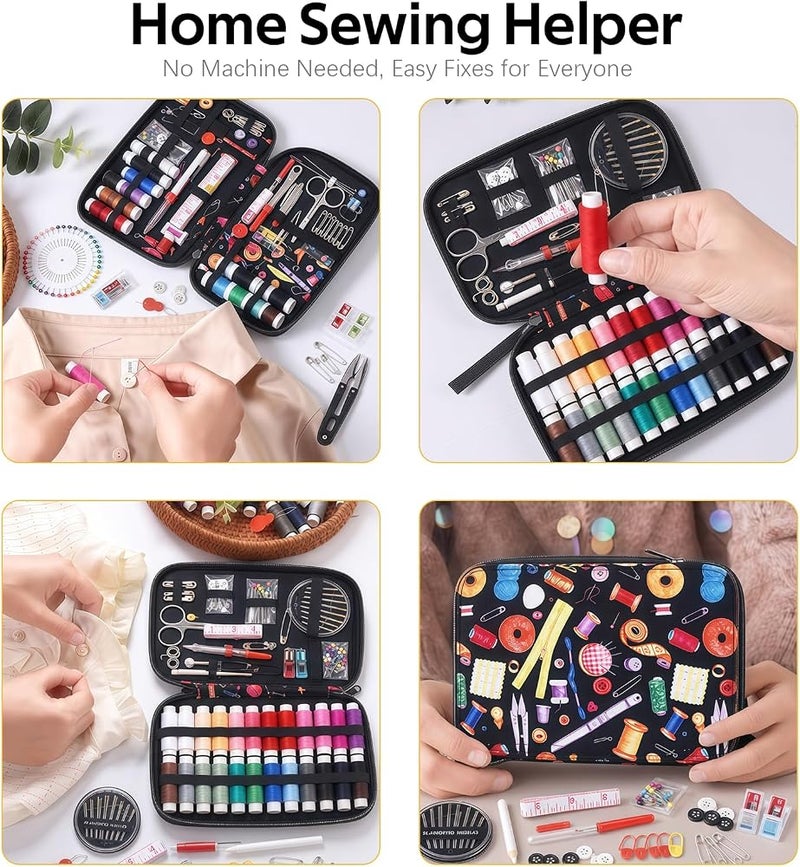 RoseFlower Portable Sewing Kit, 24 Color Threads, Sewing Supplies Organizer with Needles, Scissors, Measuring Tape, Buttons and Sewing Accessories for Travel, Home Repairs, Emergency Fixes and Beginners - Image 5