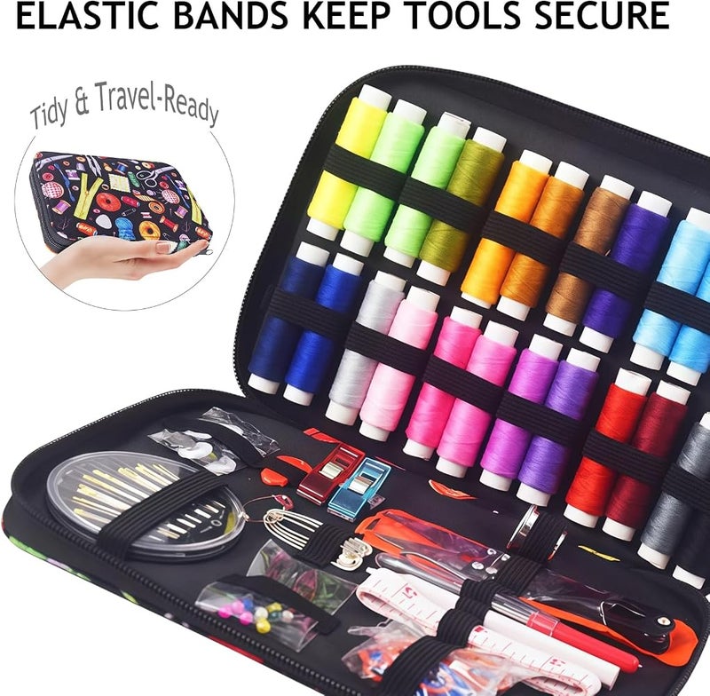 RoseFlower Portable Sewing Kit, 24 Color Threads, Sewing Supplies Organizer with Needles, Scissors, Measuring Tape, Buttons and Sewing Accessories for Travel, Home Repairs, Emergency Fixes and Beginners - Image 4
