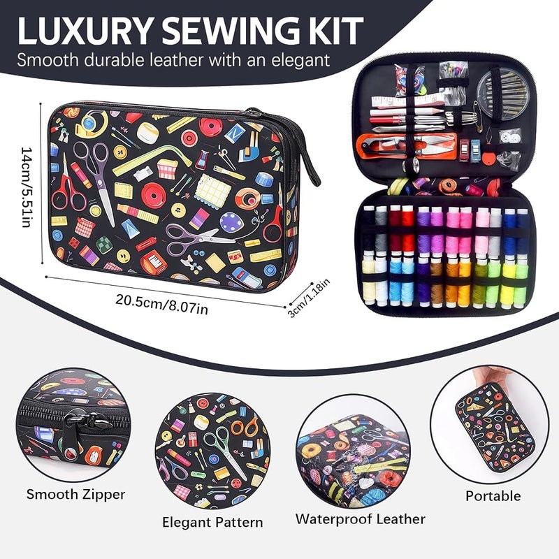 RoseFlower Portable Sewing Kit, 24 Color Threads, Sewing Supplies Organizer with Needles, Scissors, Measuring Tape, Buttons and Sewing Accessories for Travel, Home Repairs, Emergency Fixes and Beginners - Image 2