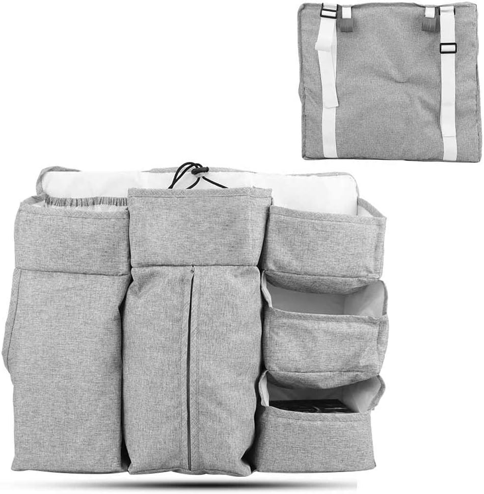 VINGVO Bedside Caddy, Nursery Organization Linen Baby Bedside Hanging Storage Bag Bedside Caddy For Dorm Bed Bag Baby Crib Bedside Diaper Botttle Organizer For College Dorm Rooms,Baby