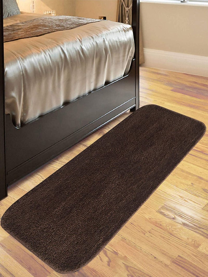 SKIVE India Stylish Anti Skid Backing Super Soft Velvet Feel Fur Bedside-skive2 Runner for Bedroom Living Room Floor Home Decoration (Coffee, 40 x 120 CM) 1Pcs - Image 1