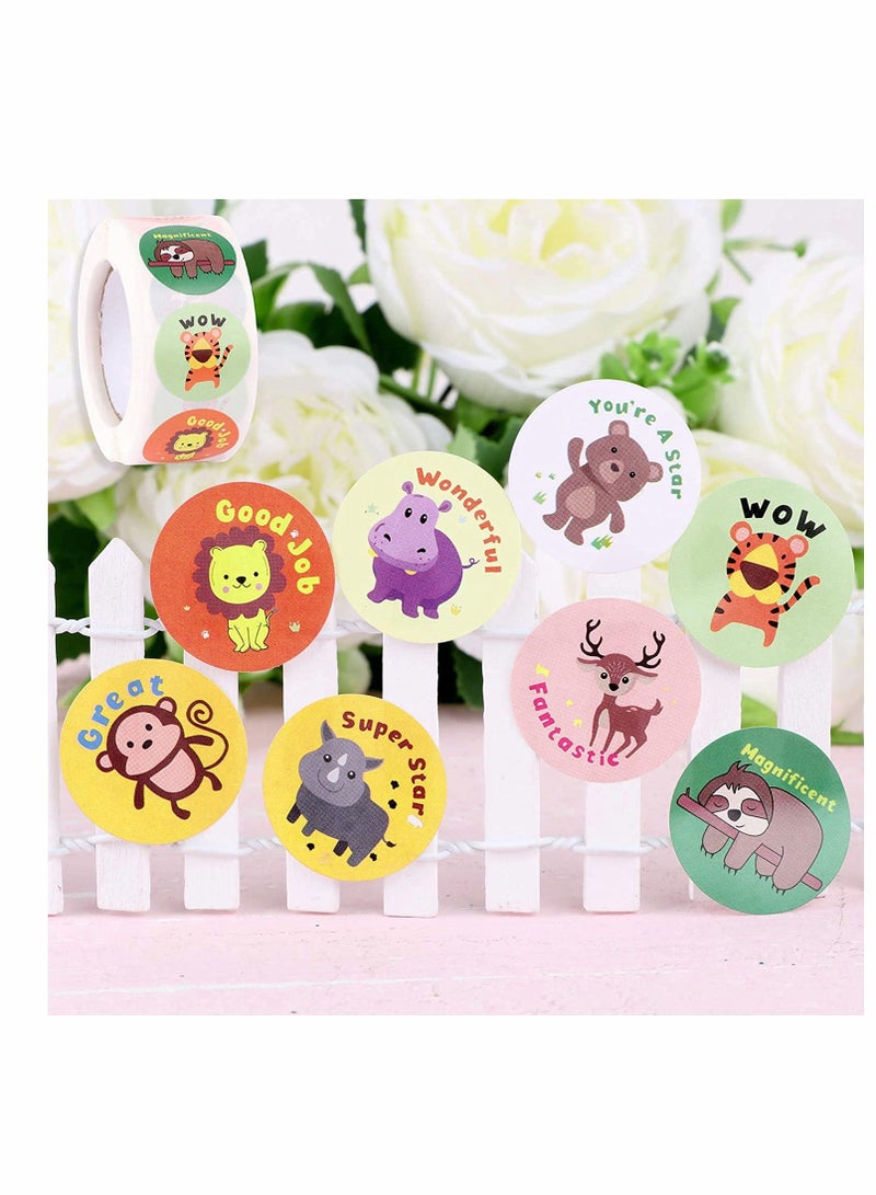Animal Cartoon Reward Stickers for Kids, Fun Motivational Labels for Teachers and Classrooms, 1000 Pcs (2 Rolls, 1 Inch) - Image 3