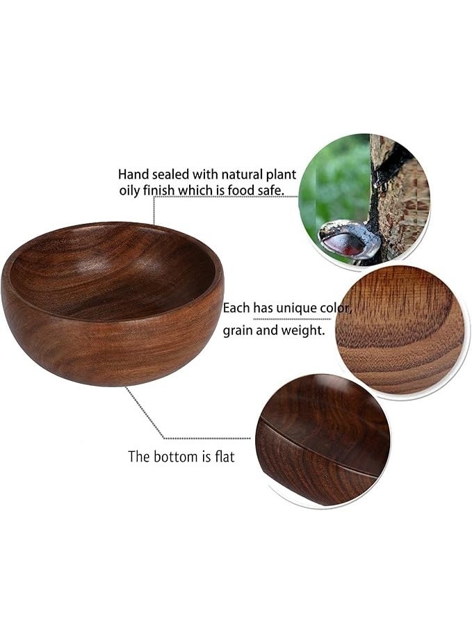 بولة كلاسيكية أنيقة من خشب شيشام متعددة الأغراض للتقديم وللمنزل والمطبخ مصنوعة يدويًا من ناياب كرافت، لون بني، مجموعة من 4 قطع، 28.3 جم - Image 2