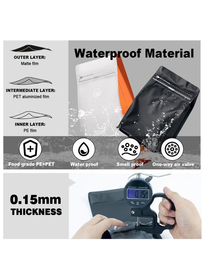 ODDIER 60pcs 8oz Black Coffee Bags with Valve, Zipper Closure, Disposable Food Storage Bags - Image 4