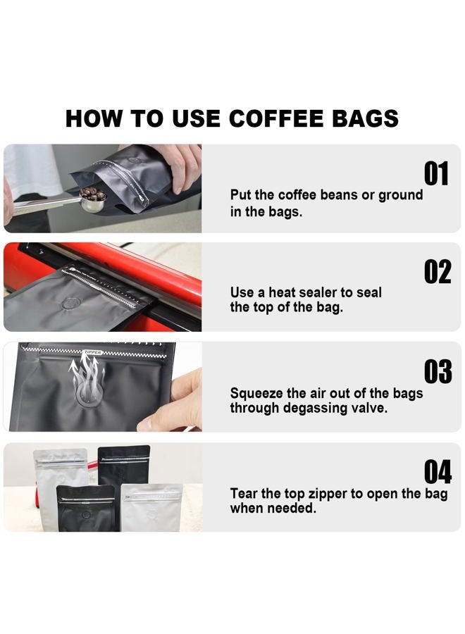 ODDIER 60pcs 8oz Black Coffee Bags with Valve, Zipper Closure, Disposable Food Storage Bags - Image 5