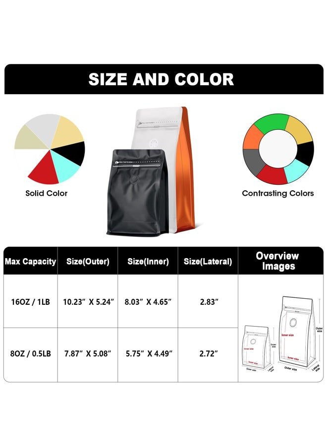 ODDIER 60pcs 8oz Black Coffee Bags with Valve, Zipper Closure, Disposable Food Storage Bags - Image 2