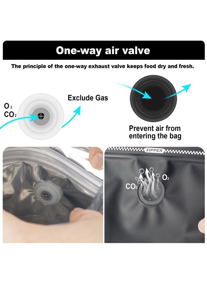 ODDIER 60pcs 8oz Black Coffee Bags with Valve, Zipper Closure, Disposable Food Storage Bags - Image 3