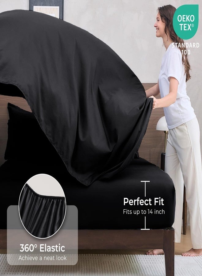 HEVUMYI Black Twin Comforter Set - 5-Piece All Season Bed in a Bag Twin, Ultra Soft Bedding Set with Comforter, Flat Sheet, Fitted Sheet, Pillowcases, Pillow Shams, Black - Image 5