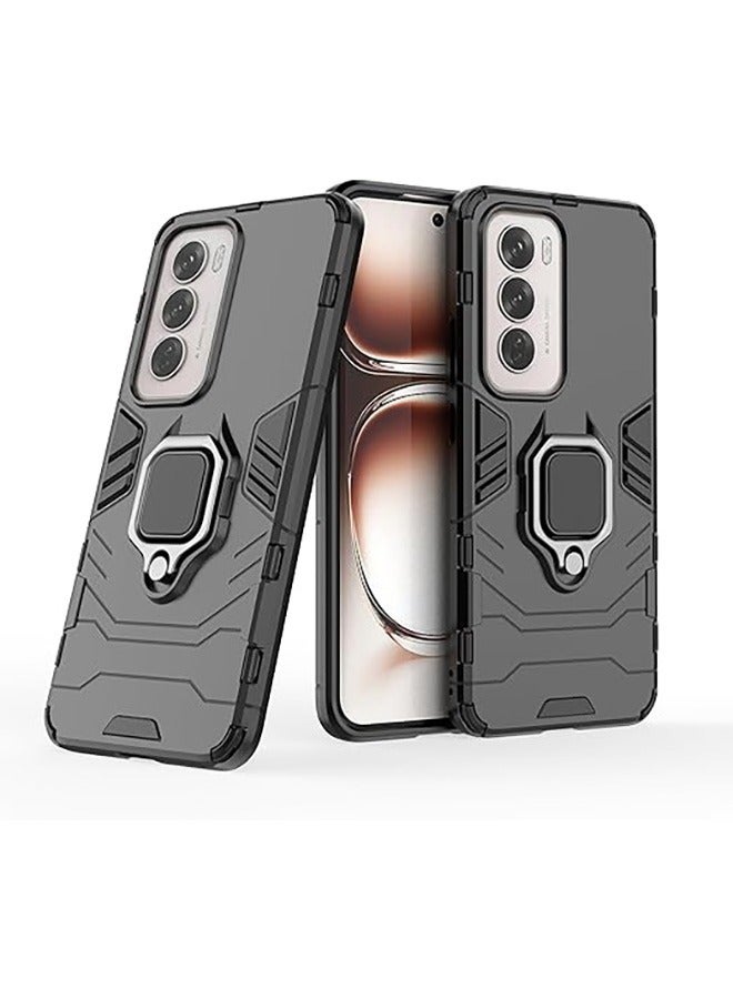 Compatible With Oppo Reno 12 5G Case, Hybrid Heavy Duty Protection Defender Kickstand Armor Case Cover, Anti-Fall Drop Protection, Shockproof Case , Black - Image 1
