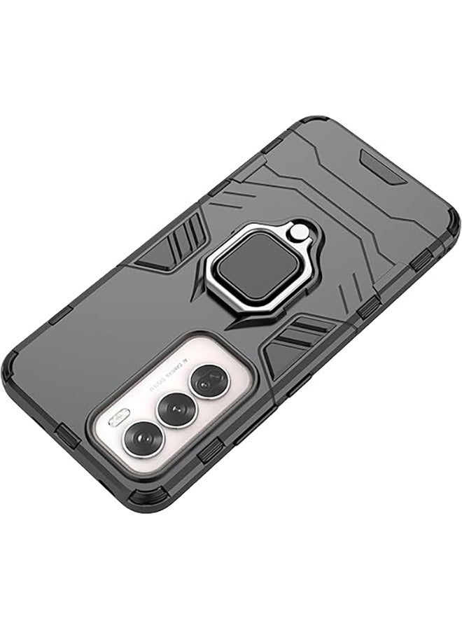 Compatible With Oppo Reno 12 5G Case, Hybrid Heavy Duty Protection Defender Kickstand Armor Case Cover, Anti-Fall Drop Protection, Shockproof Case , Black - Image 4