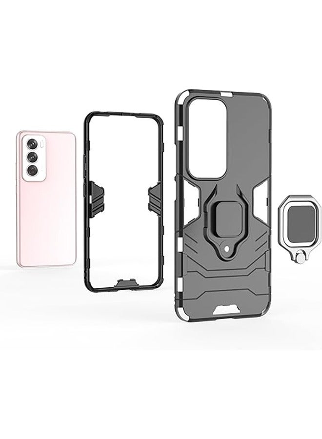 Compatible With Oppo Reno 12 5G Case, Hybrid Heavy Duty Protection Defender Kickstand Armor Case Cover, Anti-Fall Drop Protection, Shockproof Case , Black - Image 3