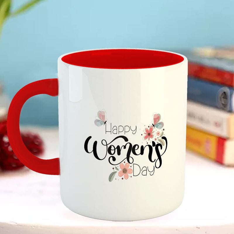 Happu Happu Printed Ceramic Coffee Mug Womens Day Theme Happy Womens Day Floral Gift for Super Mom Gift for Ladies Gift for Wife Gift for Her 325 ML11Oz 3066RD  - Image 3