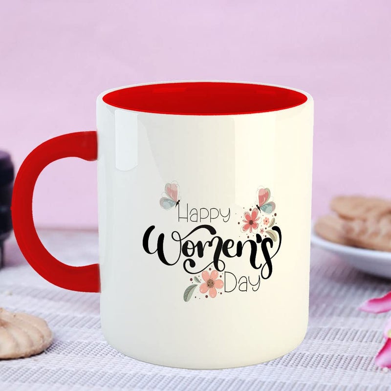 Happu Happu Printed Ceramic Coffee Mug Womens Day Theme Happy Womens Day Floral Gift for Super Mom Gift for Ladies Gift for Wife Gift for Her 325 ML11Oz 3066RD  - Image 4