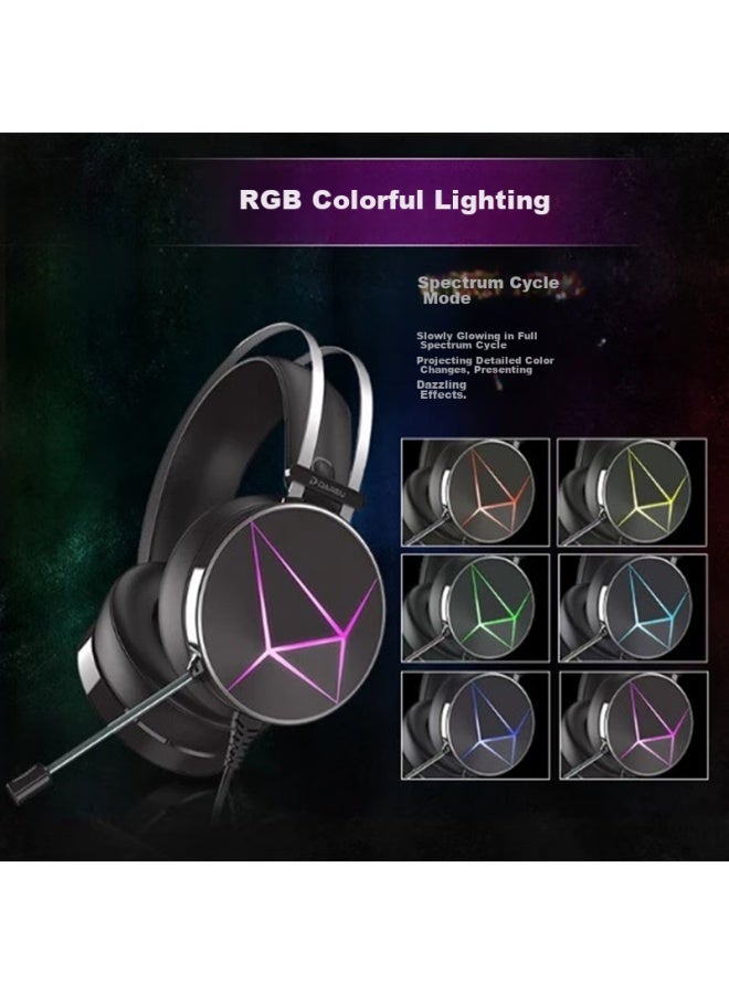 Daryo Dareu Eh722rgb Gaming Headset, Triangular Action Sound Positioning, 7.1 Channel Over-ear Headphones, Desktop E-sports Headset, Minge Yuanxu Zhuyu Phantom Color Black - Image 5
