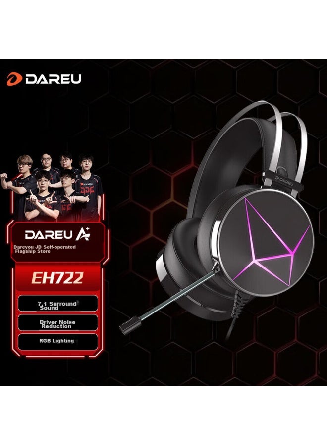 Daryo Dareu Eh722rgb Gaming Headset, Triangular Action Sound Positioning, 7.1 Channel Over-ear Headphones, Desktop E-sports Headset, Minge Yuanxu Zhuyu Phantom Color Black - Image 1